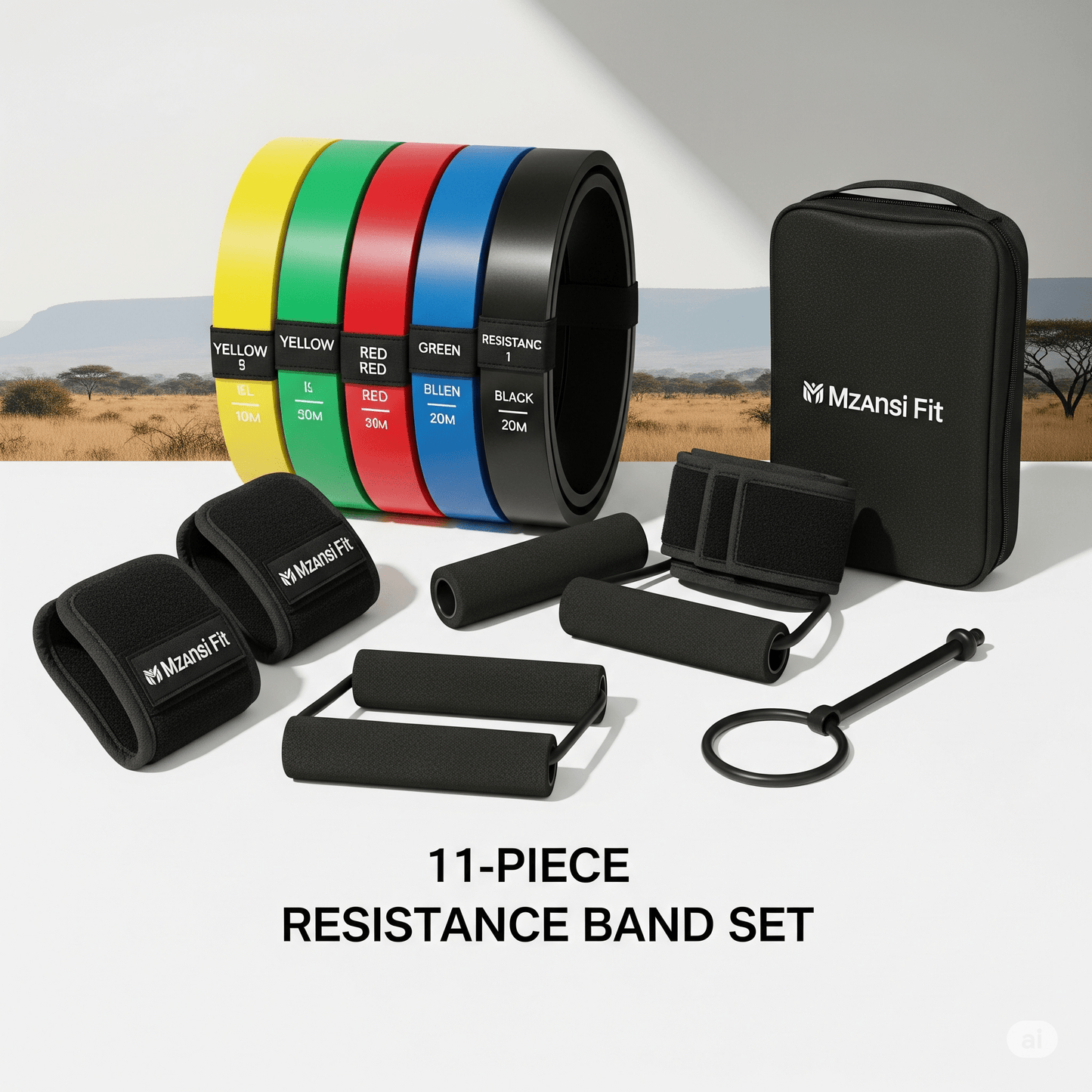 11 - Piece Premium Resistance Band Set – Full Body Workout Kit for Home, Gym & Travel – Strength, Toning & Rehab – South Africa - Behenman