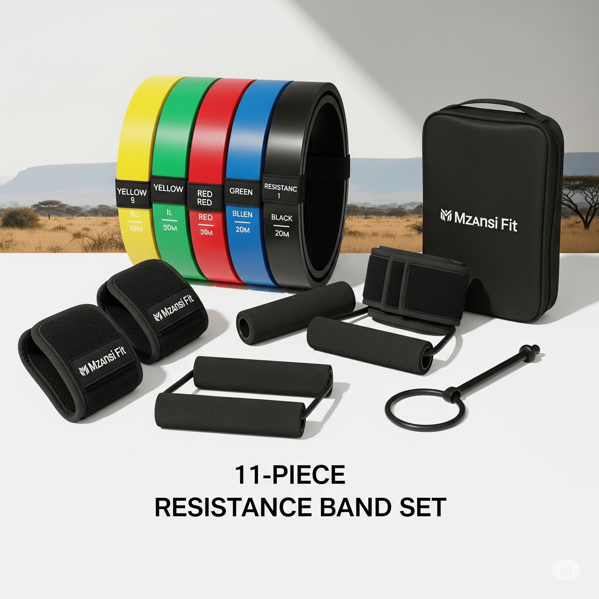 11 - Piece Premium Resistance Band Set – Full Body Workout Kit for Home, Gym & Travel – Strength, Toning & Rehab – South Africa - Behenman